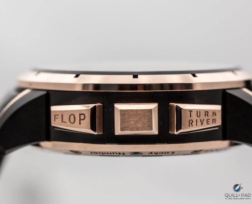 Christophe Claret Poker - pushers on the case band to deal and play the cards