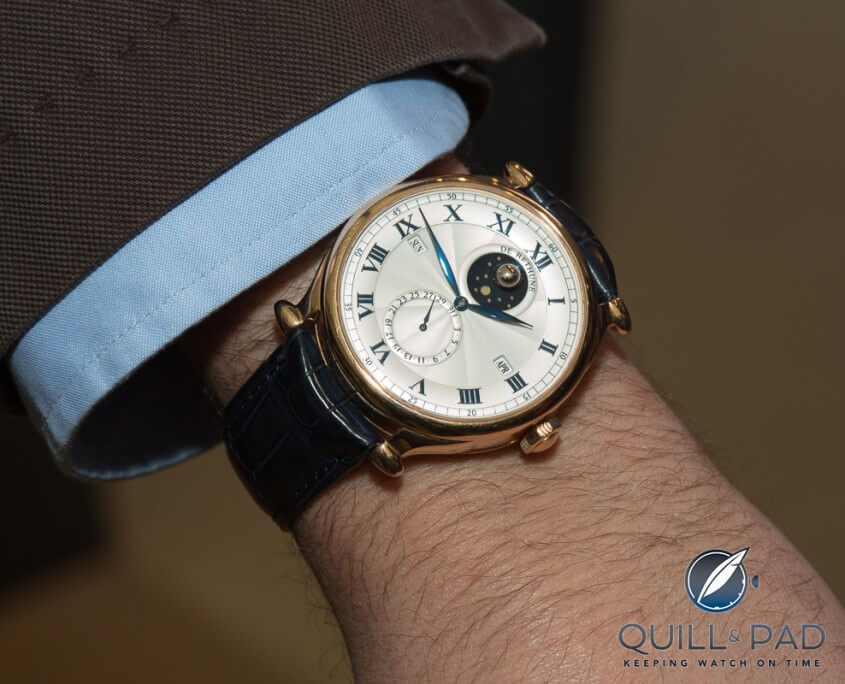 De Bethune DB16: perpetual calendar, spherical moon-phase, leap-year indication, 30-second tourbillon, power indication, age of the moon