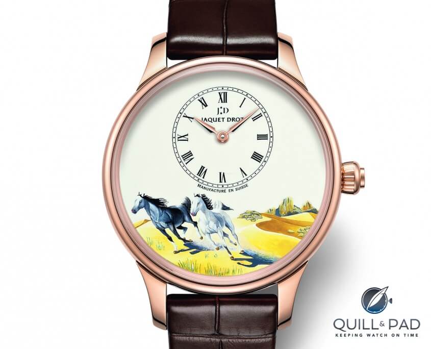 Jaquet Droz Petite Heure Minute with enamel dial