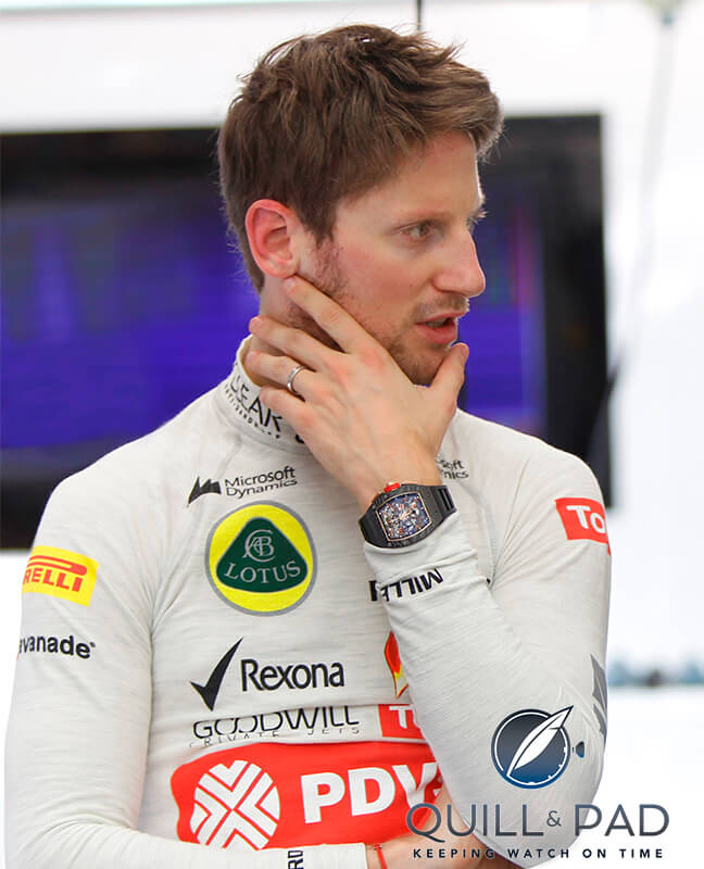 Richard Mille ambassador (and tester), F1 driver Romanin Grosjean wearing his special RM 011