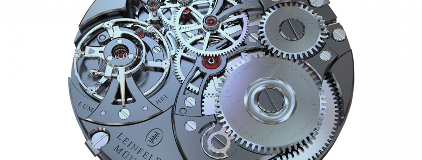 The Leinfelder movement to be officially presented at Baselworld 2014 is the first full movement produced by Marco Lang and Ev Kudoke, his partner at UWD