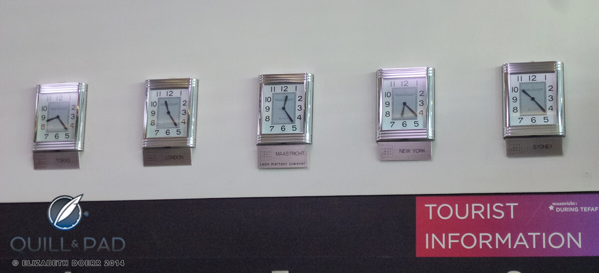 A nice collection of Jaeger LeCoultre Grande Reversos greet visitors at the entrance
