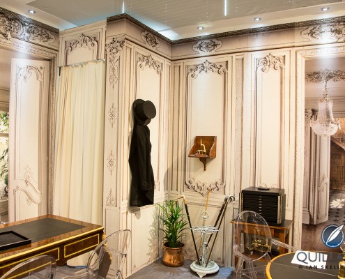 The beautifully decorated, period-themed Louis Moinet stand