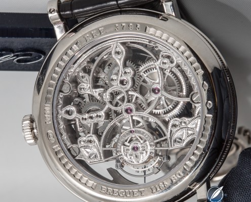 Hand engraved skeletonized movement of the Breguet Tourbillon Perpetual Calendar