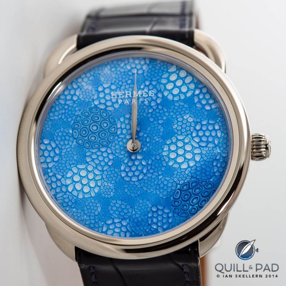 Hermès Arceau Millefiori with artisanal crystal dial by Cristalleries de Saint-Louis, which Hermès owns