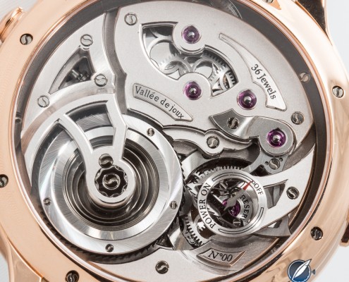Back of the Romain Gauthier Logical one Secret "Diamonds" in red gold