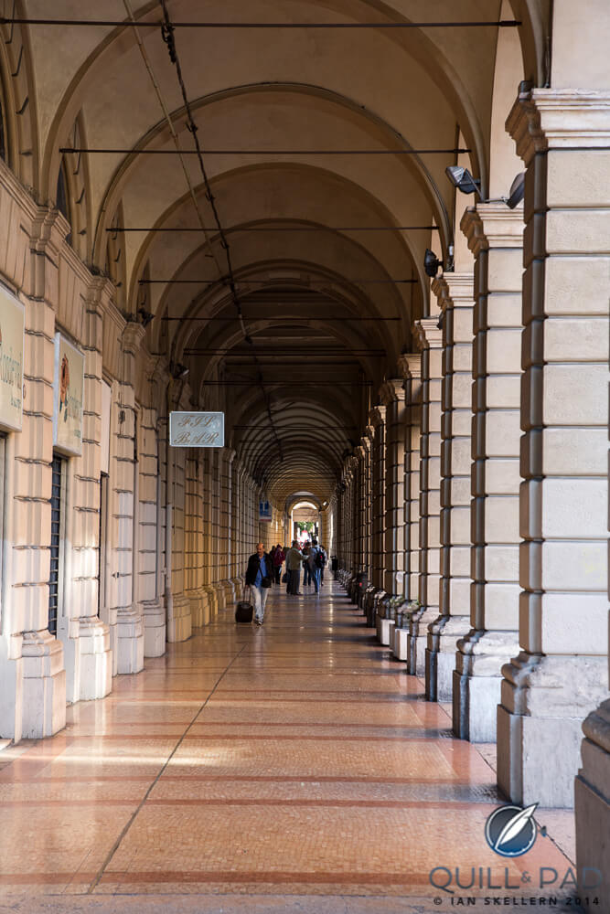 9W0B1989 The stately architecture in the old town of Bologna puts the frantic pace of the Mille Miglia in context