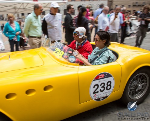 Marc_Newson-Sienna_Mille_Miglia_1738 Marc and Charlotte Newson driving a 1952 Ferrari 225 S Spyder tuboscocca in the 2014 Mille Miglia