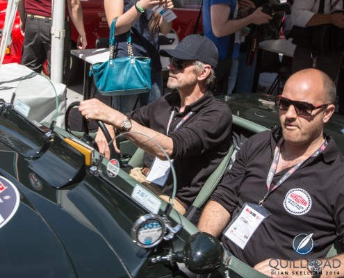Mille_Miglia_Jeremy_Irons_1247 Jeremy Irons concentrating on the route ahead before the start of the 2014 Mille Miglia