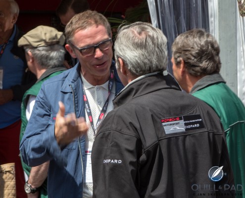 Mille_Miglia_Roland_Iten_1228 Roland Iten talking to Chopard co-president Karl-Friedrich Scheufele before the start of the 2014 Mille Miglia