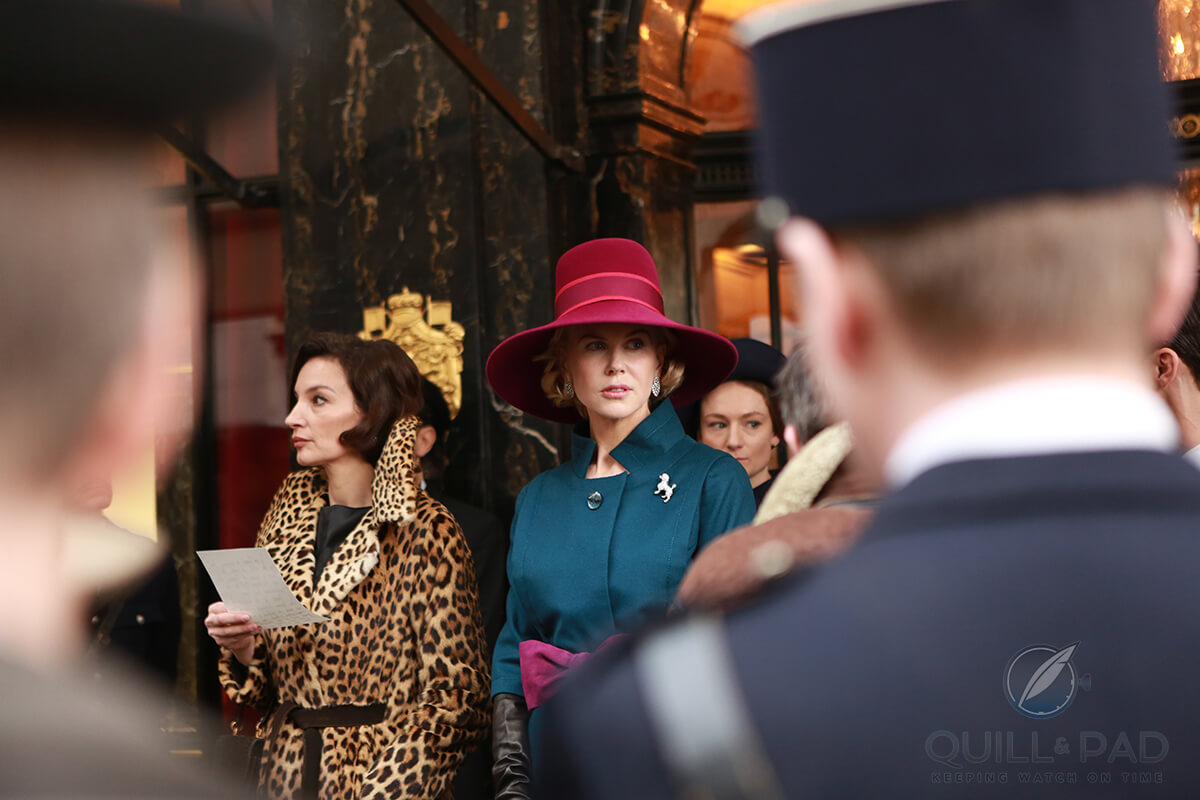 Jeanne Balibar (left) and Nicole Kidman on set in Grace of Monaco