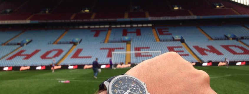 Mike Pearson wearing his Bremont Norton at the Aston Villa pitch in London. Photo courtesy Mike Pearson