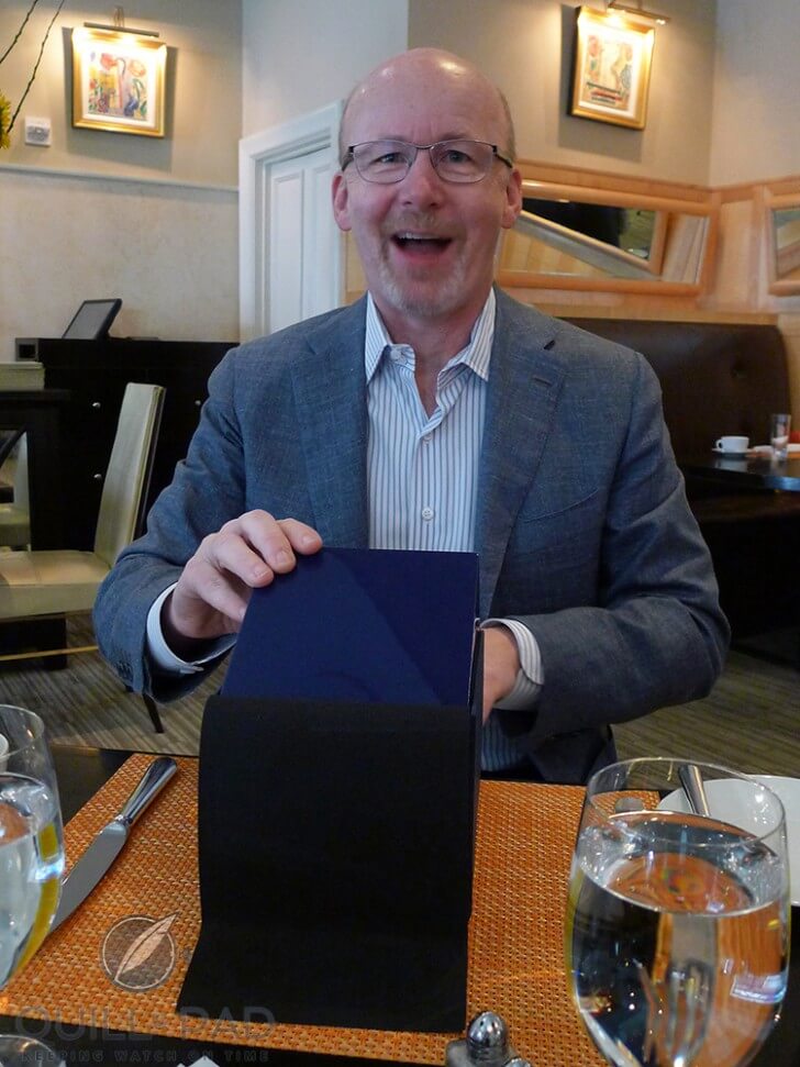 The Collector’s Payoff: GaryG catches his first view of a newly delivered watch. Photo courtesy Allen S