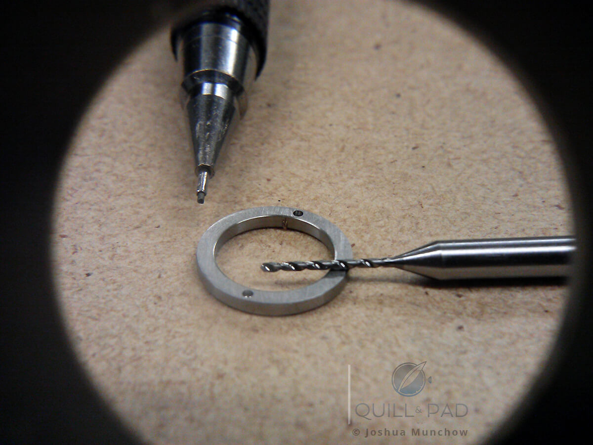 Sub-seconds ring with 1 millimeter drill for mounting post holes