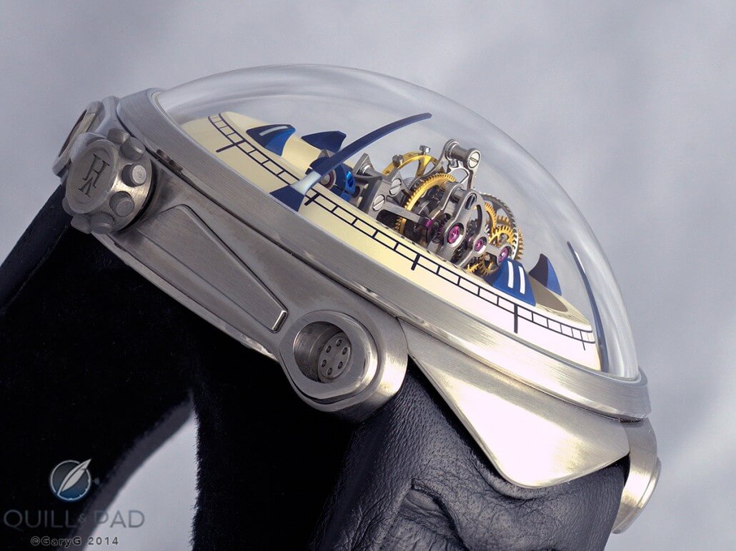 Side view of the Vianney Halter Deep Space Tourbillon