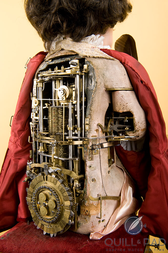 The complex mechanics and system of cams responsible for the lifelike movements of The Writer by Jaquet Droz