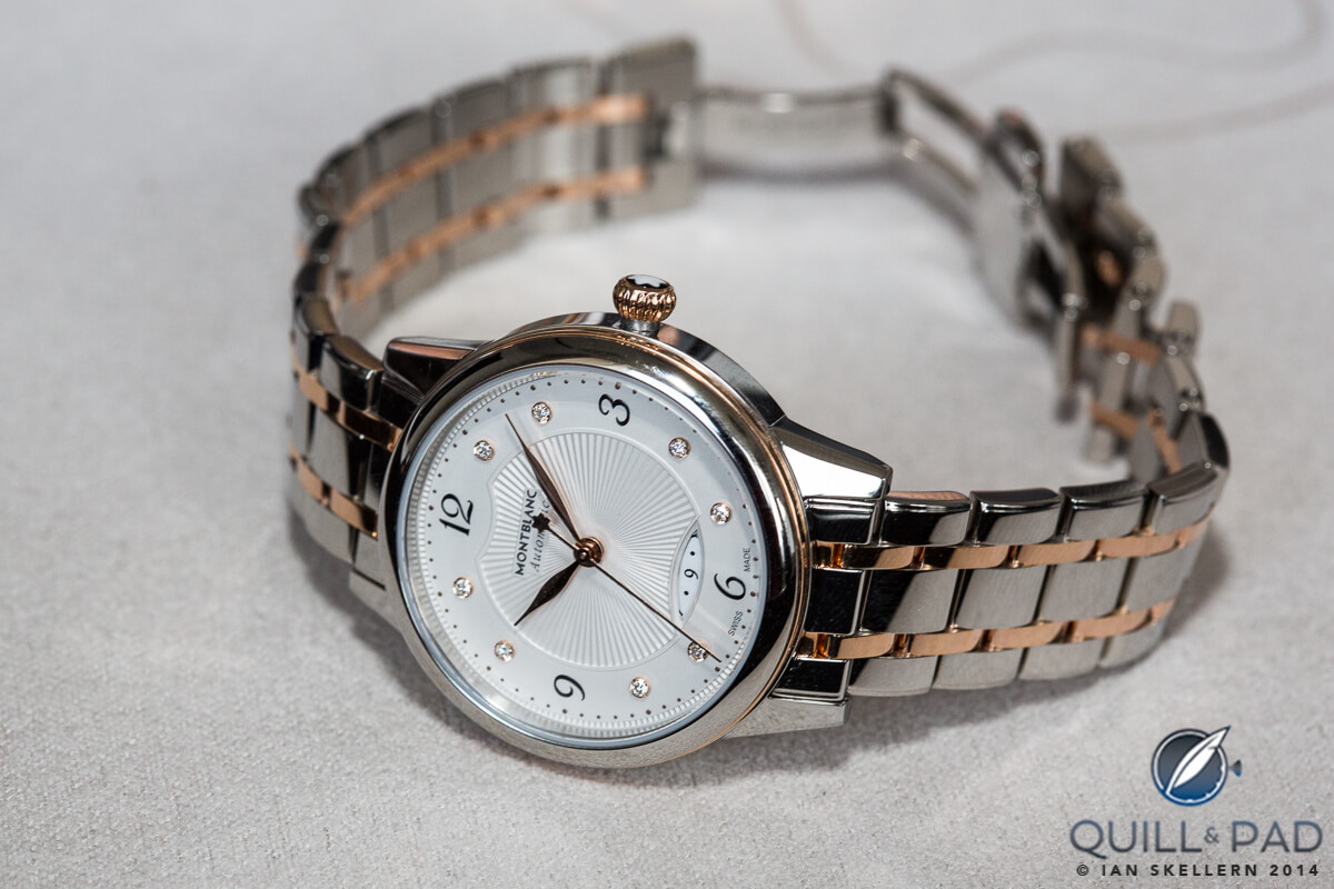 The Montblanc Bohème Date in two-tone stainless steel and red gold with eight diamond markers