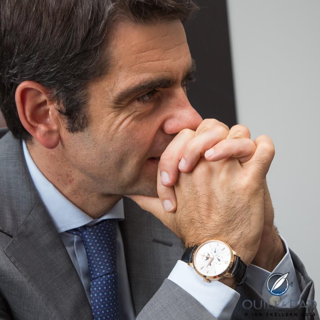 Montblanc CEO Jérôme Lambert wearing a Heritage Perpetual Calendar
