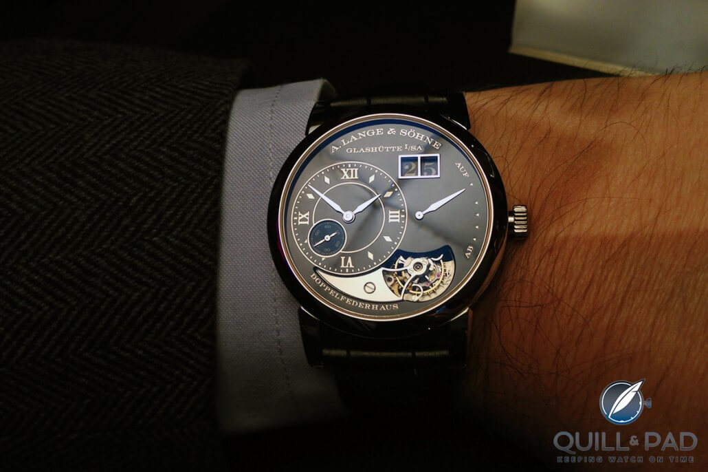 The A. Lange & Söhne Lange 1 Tourbillon Handwerkskunst on the wrist