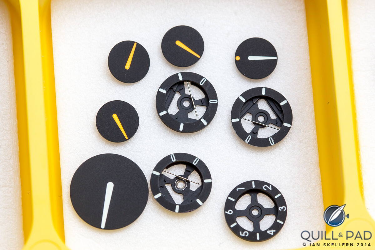 A few of the indication subdials for the Ressence Type 3