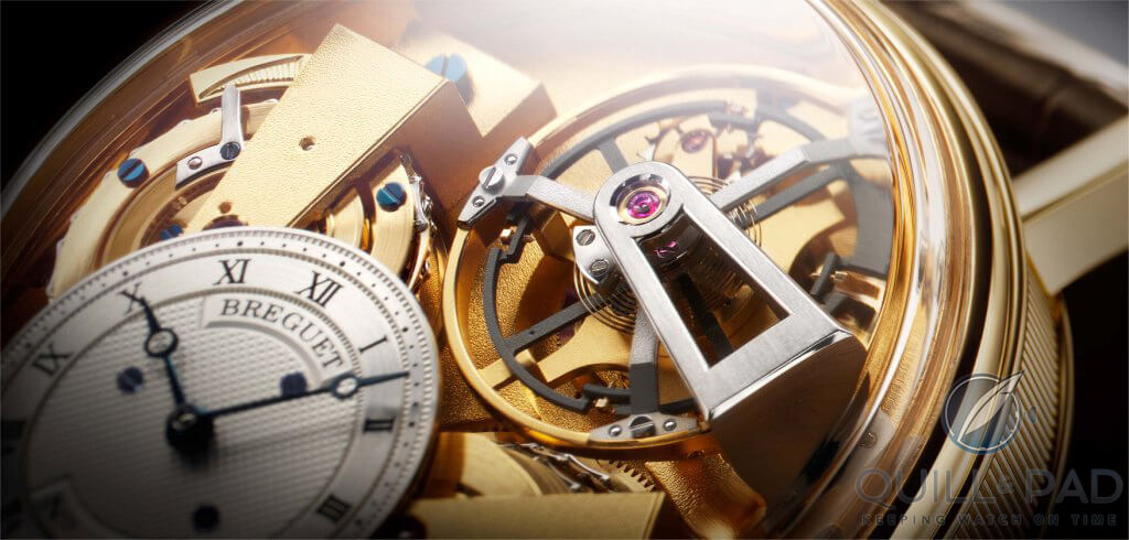 Closeup of the silicon balance spring with Breguet overcoil on the Breguet Tradition Fusée Tourbillon