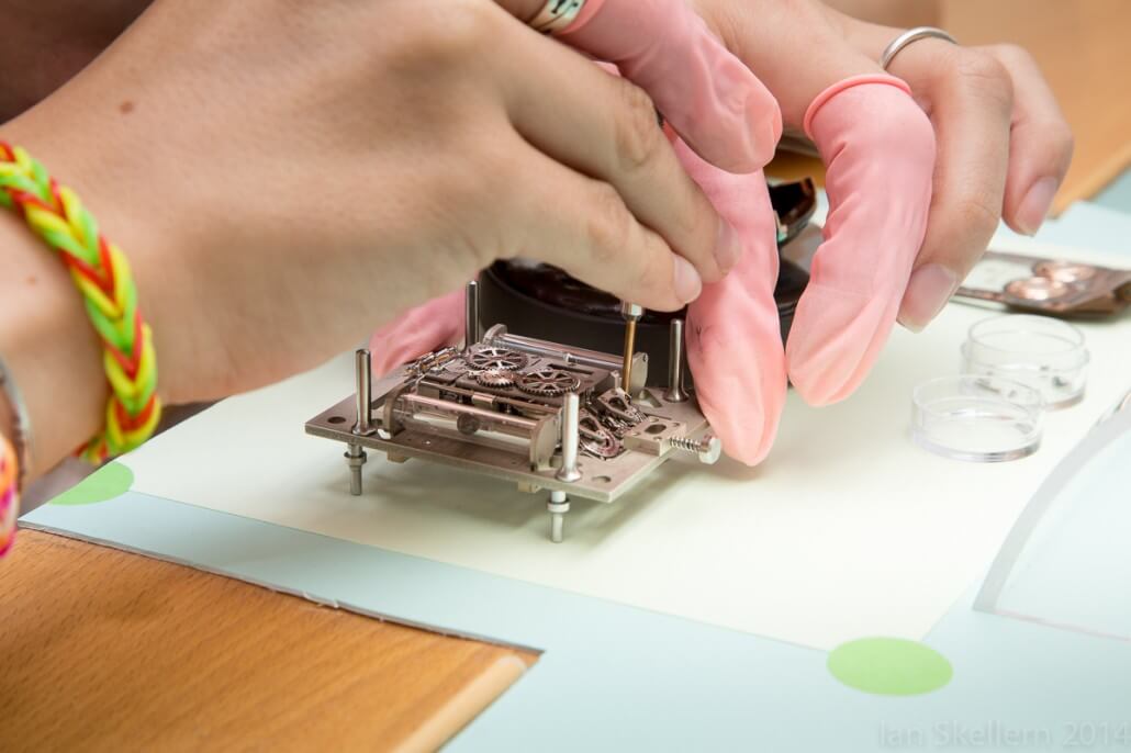 Unscrewing the movement of the Christophe Claret X-TREM-1 from its support frame
