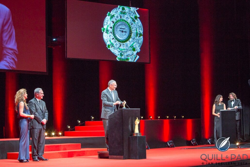 The best Jewelery watch prize was picked up by Bulgari CEO Jean-Christophe Babin for the Diva High Jewellery Emeralds