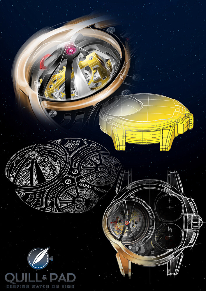 Sketches of Harry Winston's Histoire de Tourbillon 5