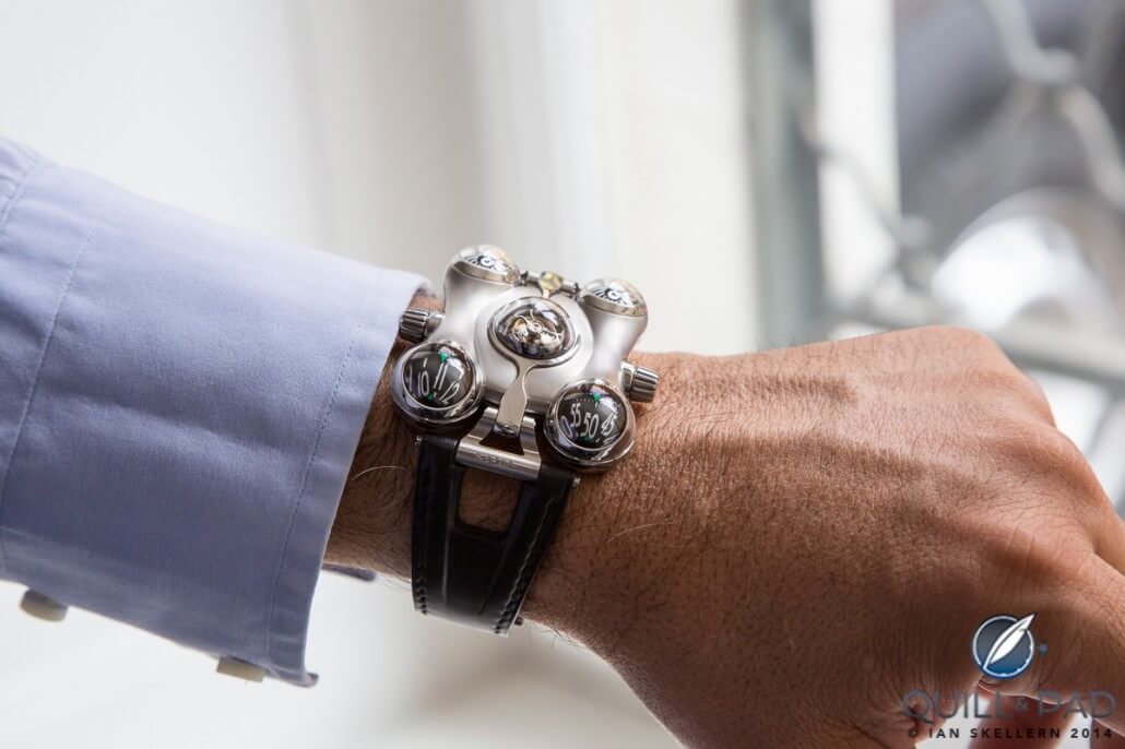 The MB&F Horological Machine No. 6 (HM6) on the wrist