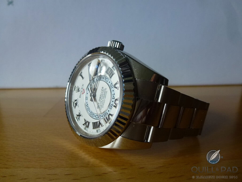 Rolex Sky-Dweller on the wrist with Karlsruhe castle in the background