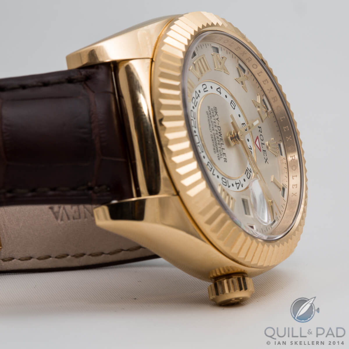 The bezel is easy to adjust on the Rolex Sky-Dweller