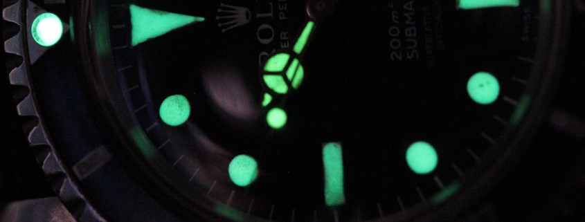 Bright lume on the Rolex Submariner 5512
