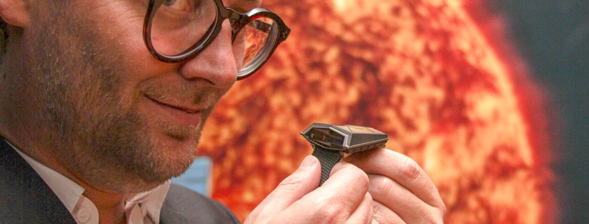 Romain Jerome CEO Manuel Emch with the Spacecraft