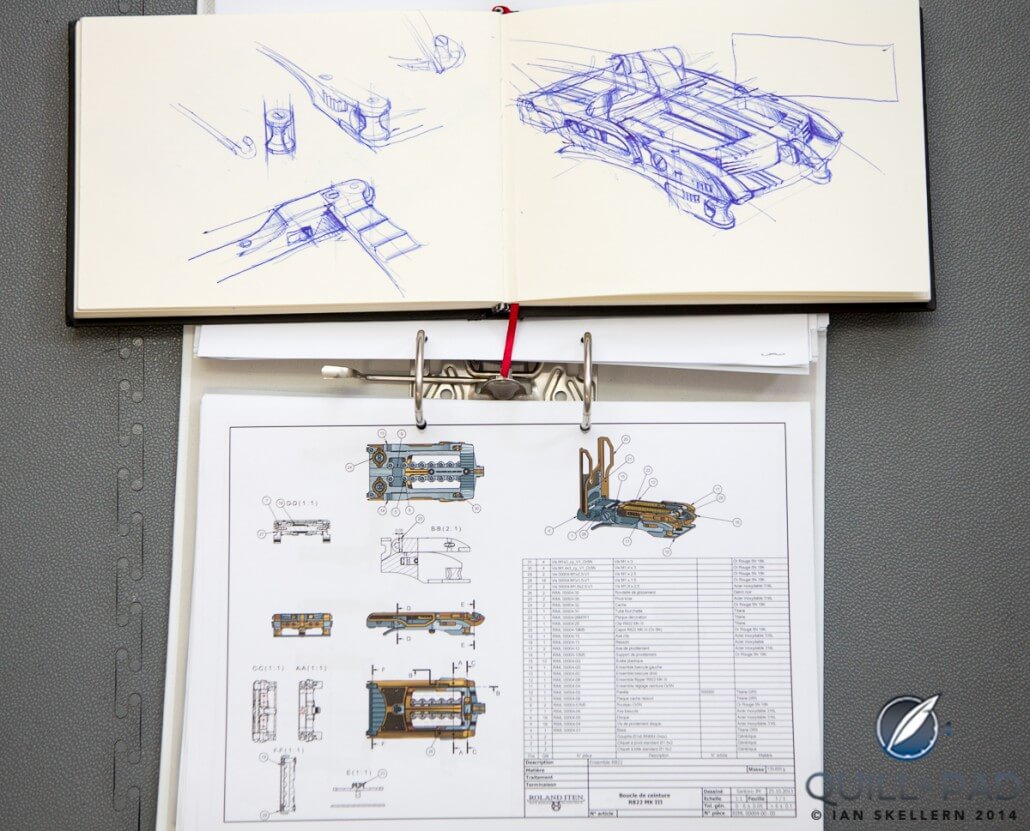 The R822 Caliber buckle from initial sketches to production drawings
