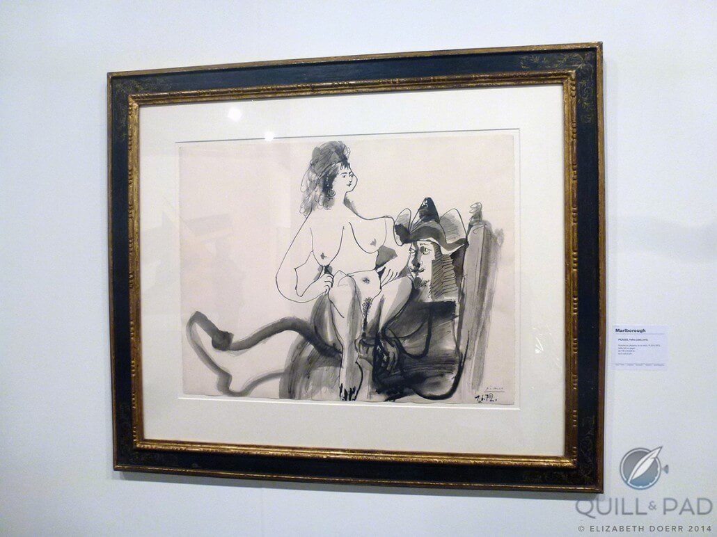 This 1972 India-ink-on-paper drawing by Pablo Picasso is called ‘Homme au chapeau et nu assis’