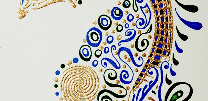Hand drawn Seahorse cards by Bernard Maisner