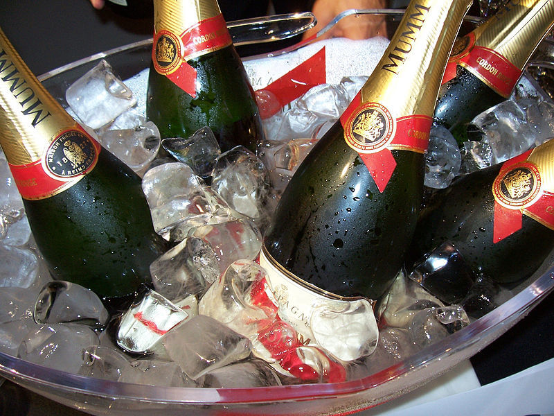 The distinctive label of Mumm champagne
