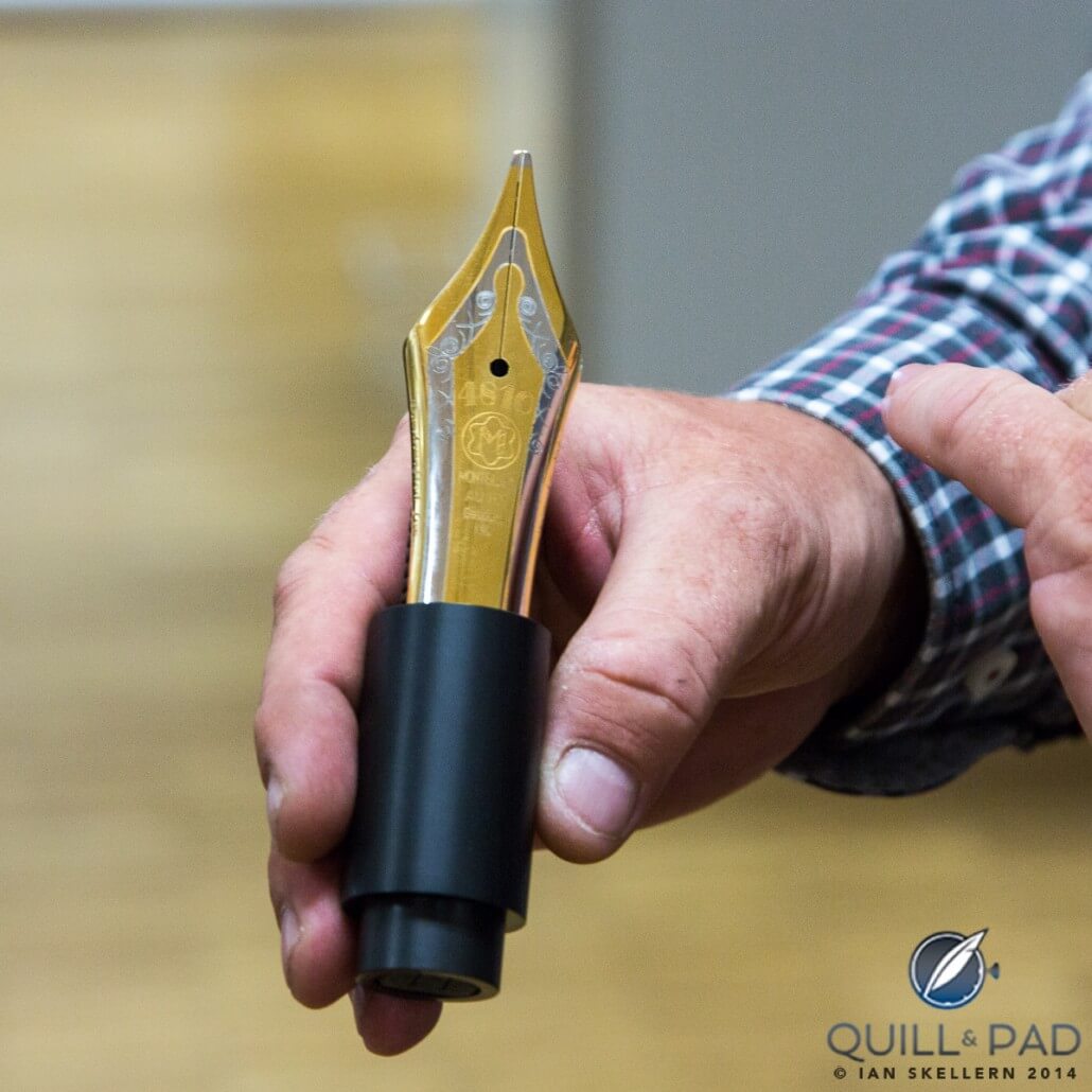 It is easier to appreciate the details in this large-scale Montblanc nib