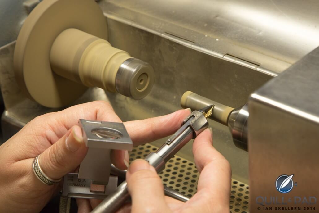 Grinding a Montblanc nib into the perfect shape