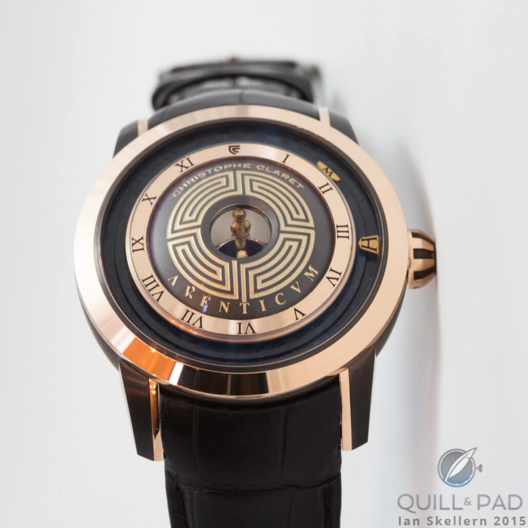 The Christophe Claret Aventicium has a small bust of the Roman Emperor Marcus Aurelius appearing above the center of the dial by means of a Mirascope