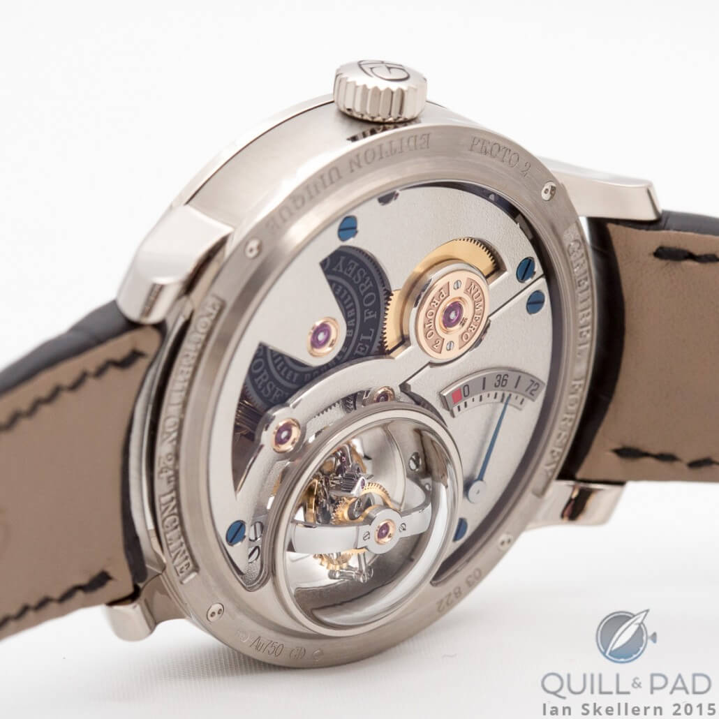 Back of the Greubel Forsey Tourbillon 24 Secondes Vision with its distinctive tourbillon dome