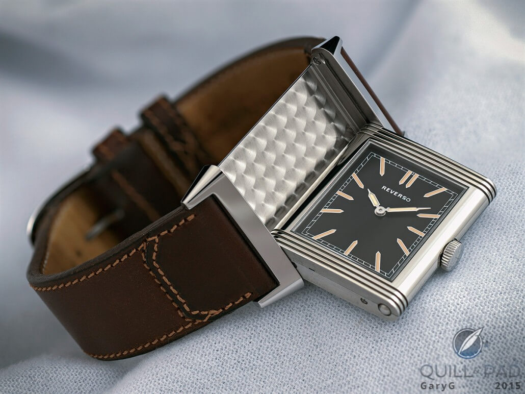 Flipping out: the Jaeger-LeCoultre Reverso case in action, with perlage base plate decoration visible