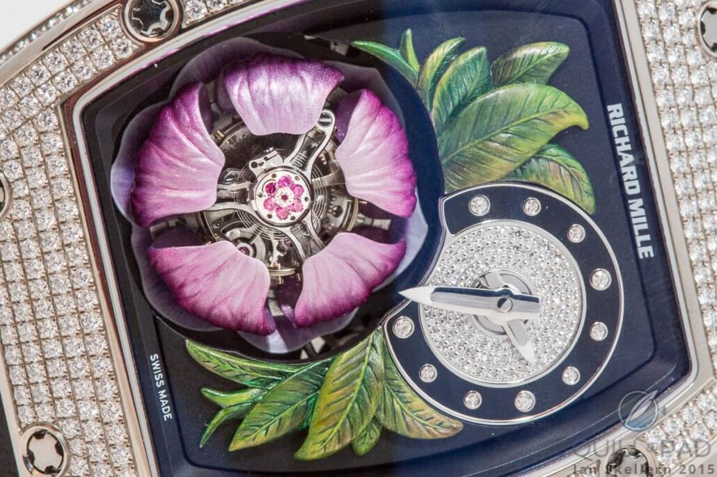 Close-up view of the Richard Mille RM 19-02 Tourbillon Fleur