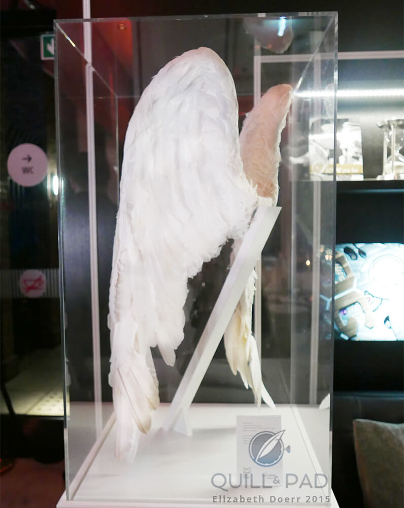 The original wings from Wim Wenders' 'Wings of Desire' on display at the Glashütte Original lounge