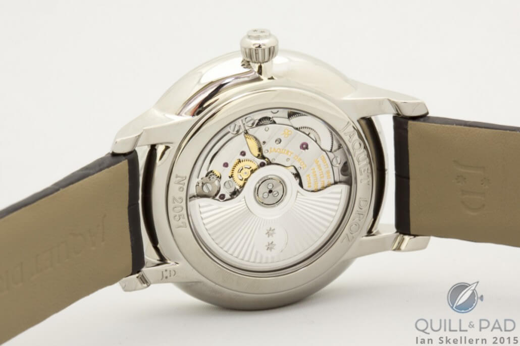View through the display back to the nicely finish Frédéric Piguet base movement