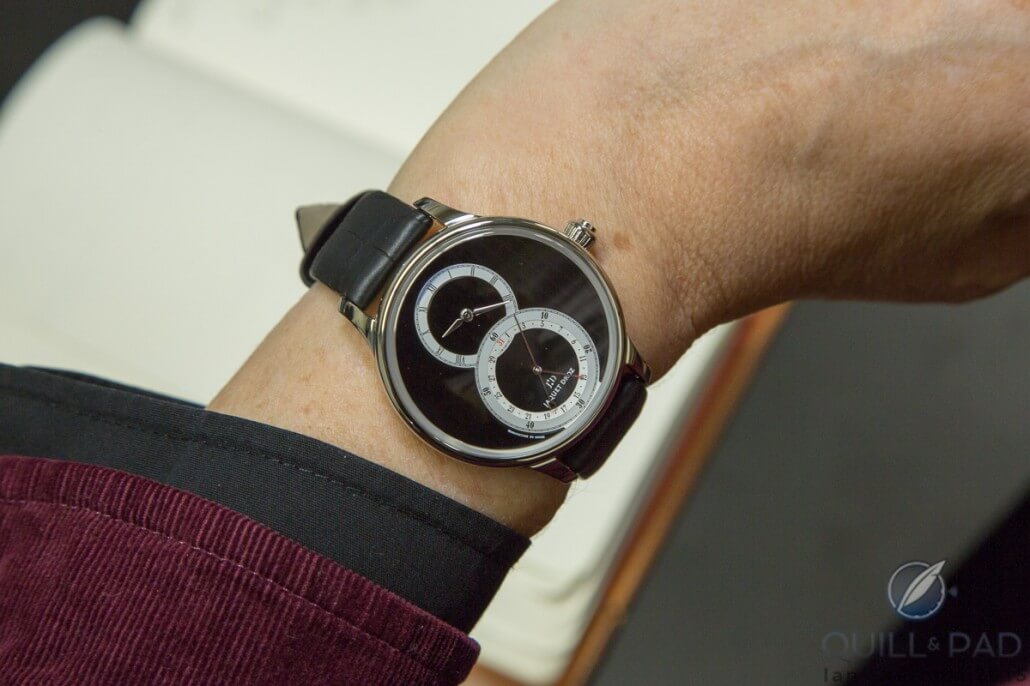 The Jaquet Droz Grande Séconde Quantième on the wrist
