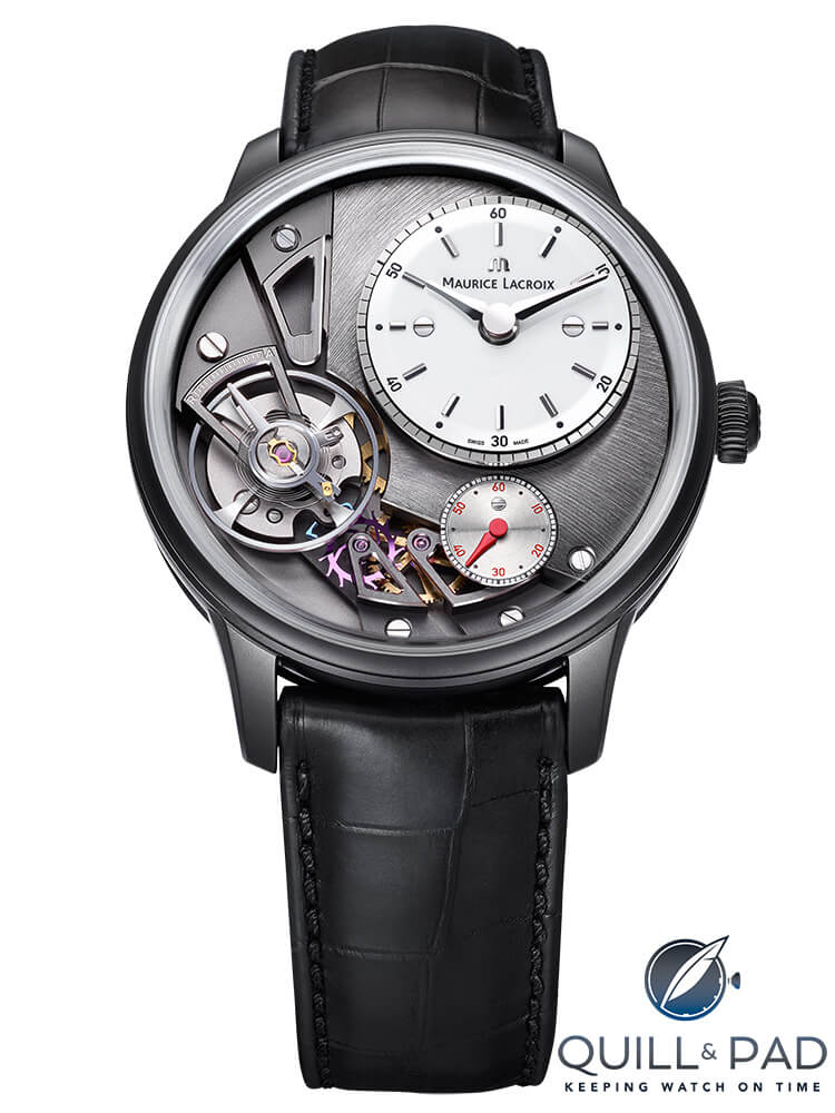 Maurice Lacroix Masterpiece Gravity with 'grand colimaçon' finishing and anthracite-colored PVD-treated stainless steel case
