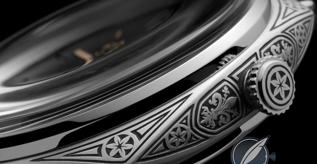 Bulino engraved caseband of the Paneria Radiomir Firenze