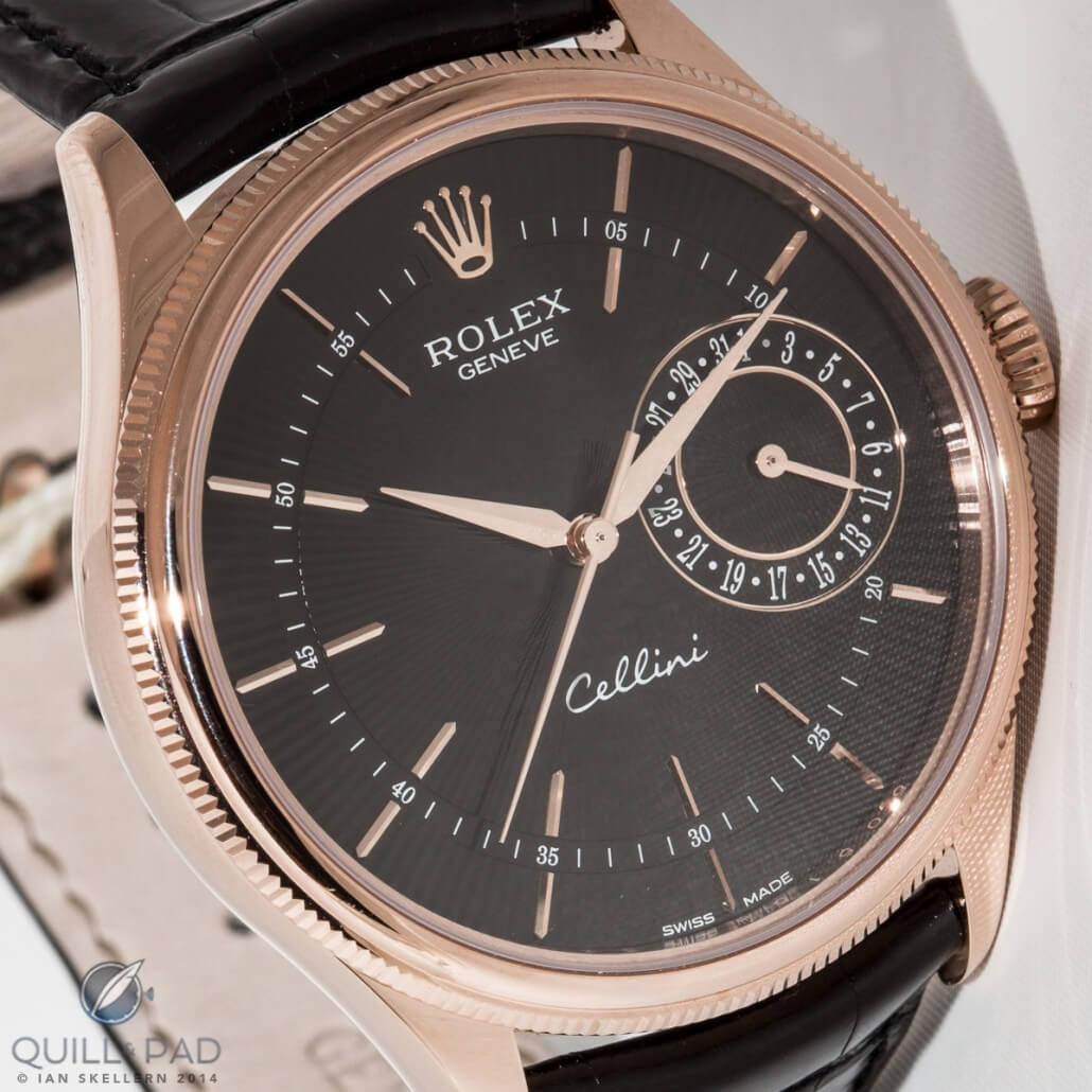 Rolex Cellini Date in Everose gold with dark dial