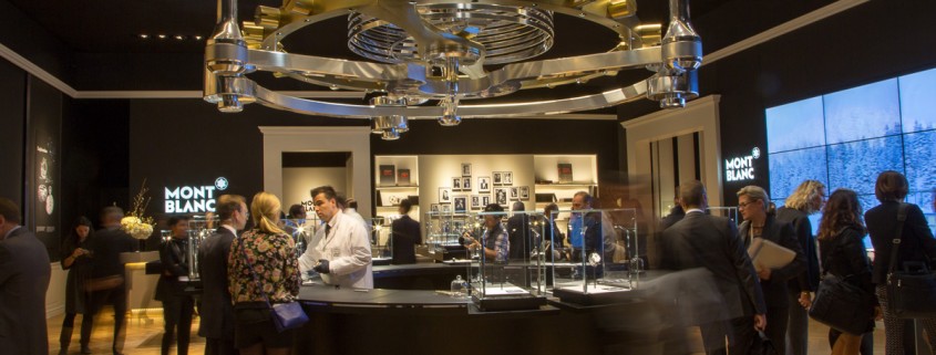 A massive 250kgs/550lbs tourbillon hanging from the ceiling at the Montblanc stand at SIHH 2015